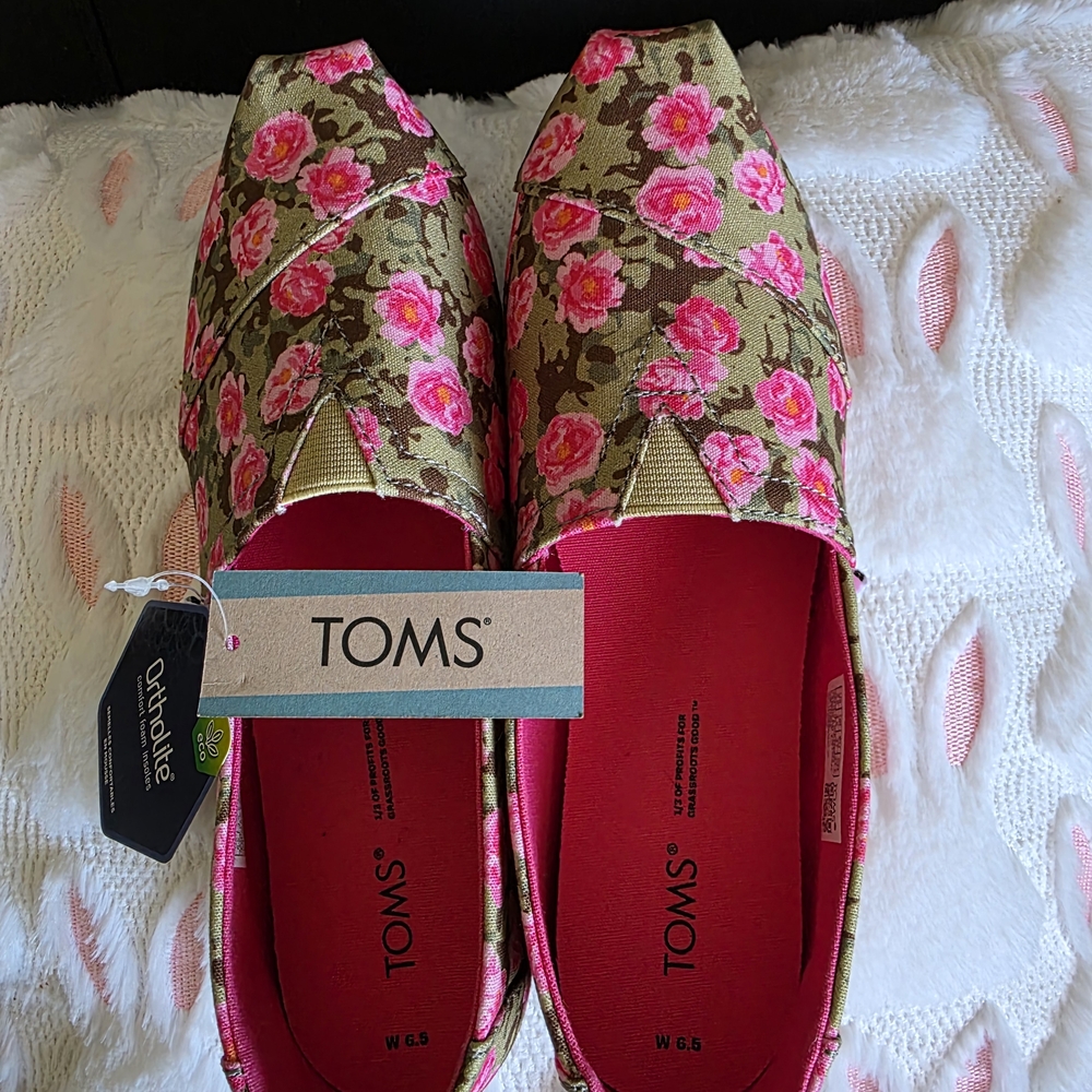 TOMS Alpargata with Bright Pink Floral Print